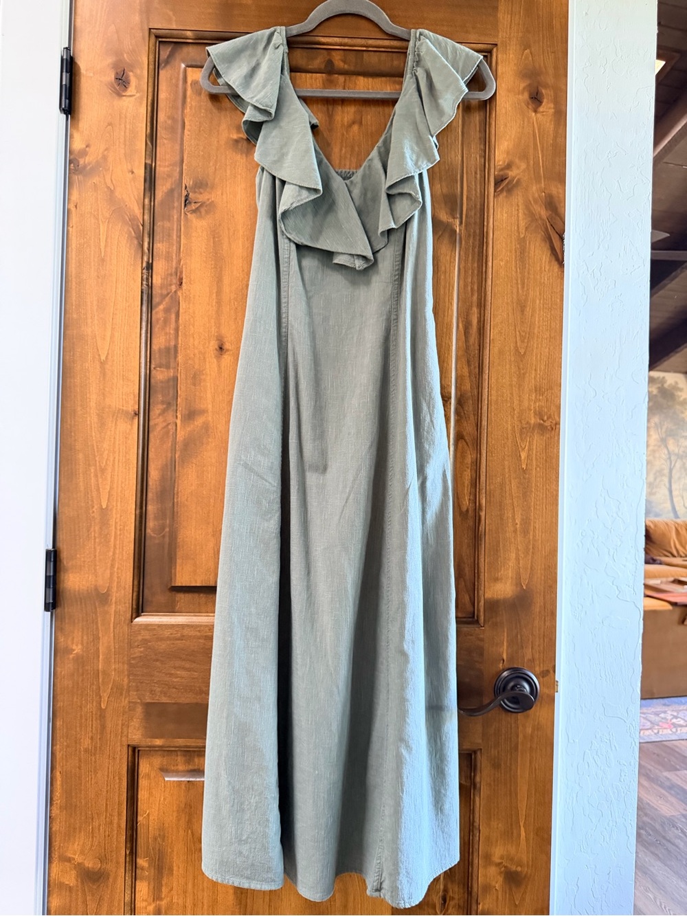 Universal Thread Sage Ruffle V-Neck Maxi Dress